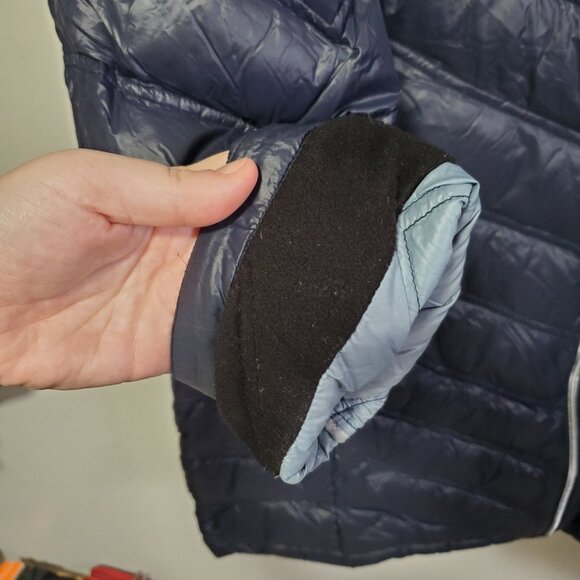 CALVIN KLEIN Chevron Quilted Packable Down Puffer Coat Jacket Navy Women's 2X - Picture 4 of 14
